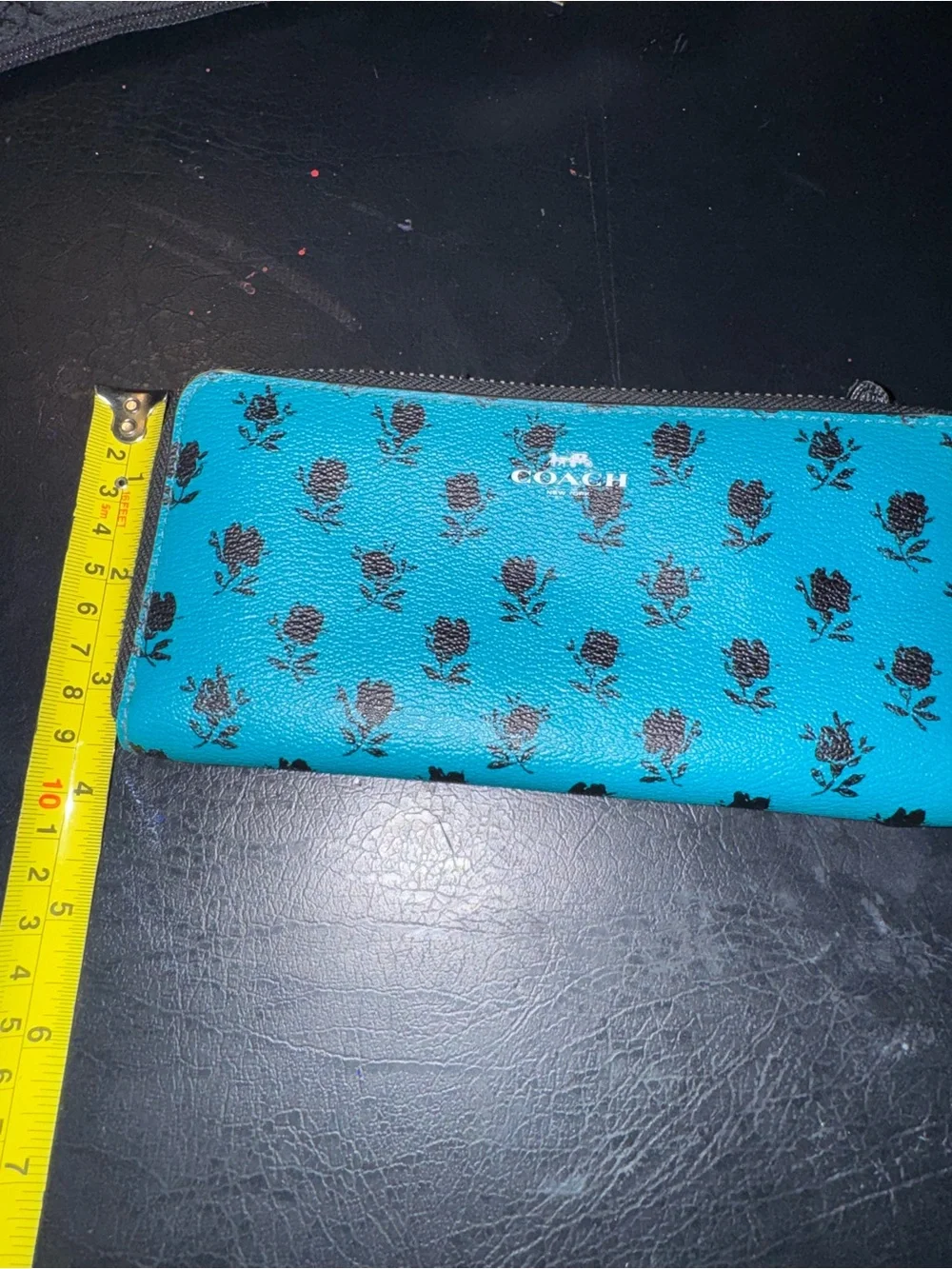 Coach Turquoise Floral Zip Wallet